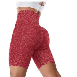 YEOREO high waist booty scrunch red shorts